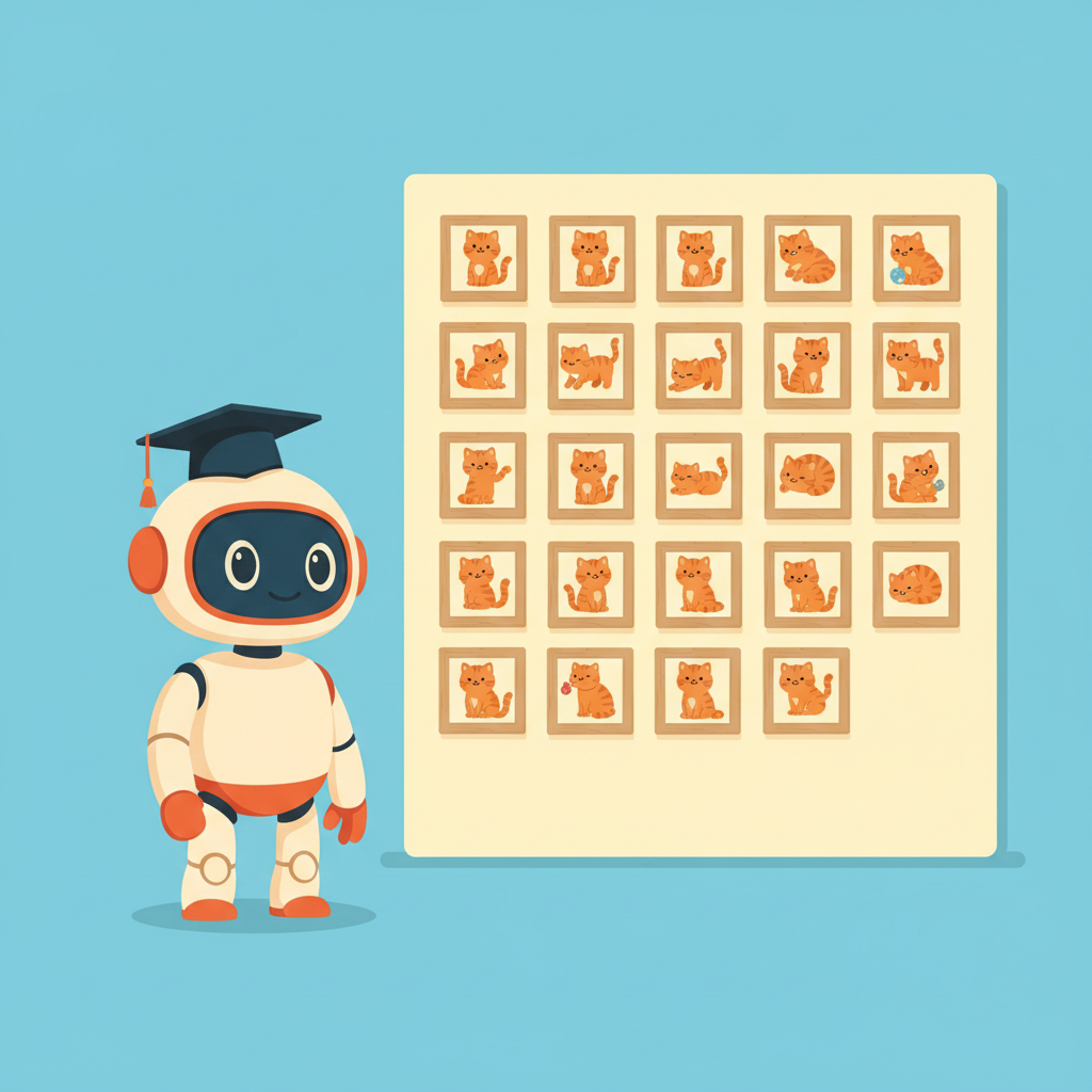 Baby-Roboter lernt mit vielen Katzenbildern